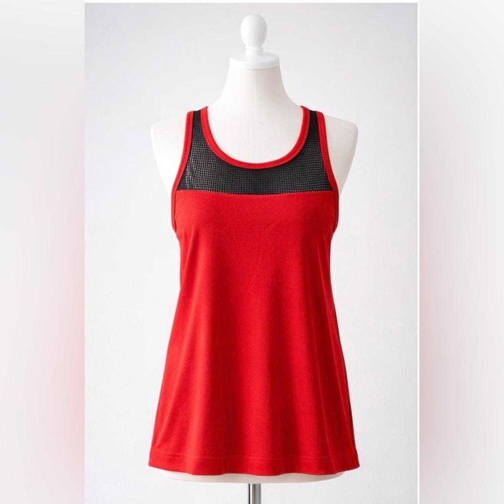 Asteria Red Racerback Athletic Tank Top Mesh Back Sleeveless Activewear NWT